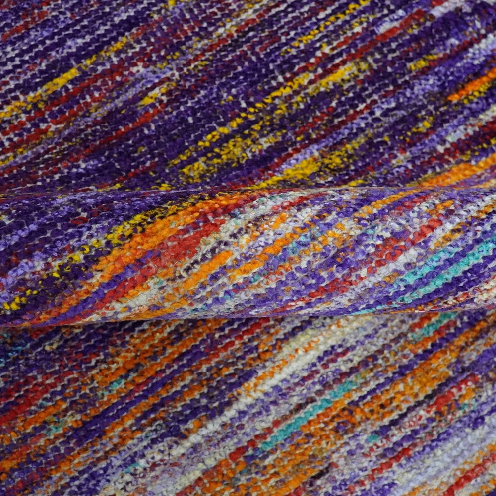 Modern Abstract Vibrant Colorful Violet, Gold, Rust and Ivory Hand knotted Flat Woven 8x10 wool Area Rug