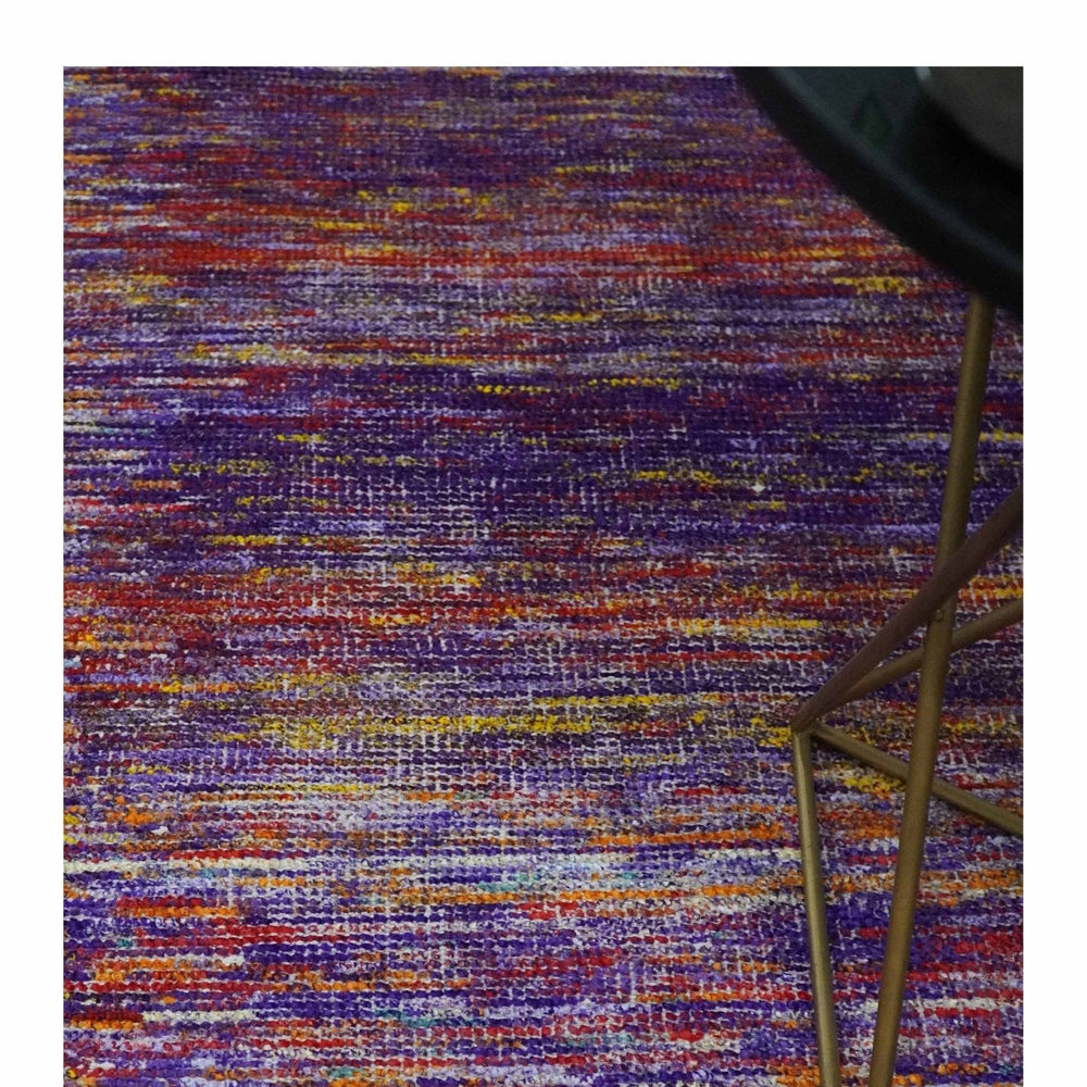 Modern Abstract Vibrant Colorful Violet, Gold, Rust and Ivory Hand knotted Flat Woven 8x10 wool Area Rug