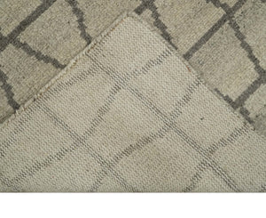 Modern Beige and Brown Geometric 5x7 Blended Wool Flatwoven Area Rug
