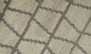 Modern Beige and Brown Geometric 5x7 Blended Wool Flatwoven Area Rug