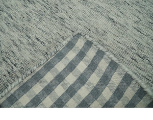 Modern Beige and Charcoal Solid Shaded Hand Tufted Natural Wool Area Rug