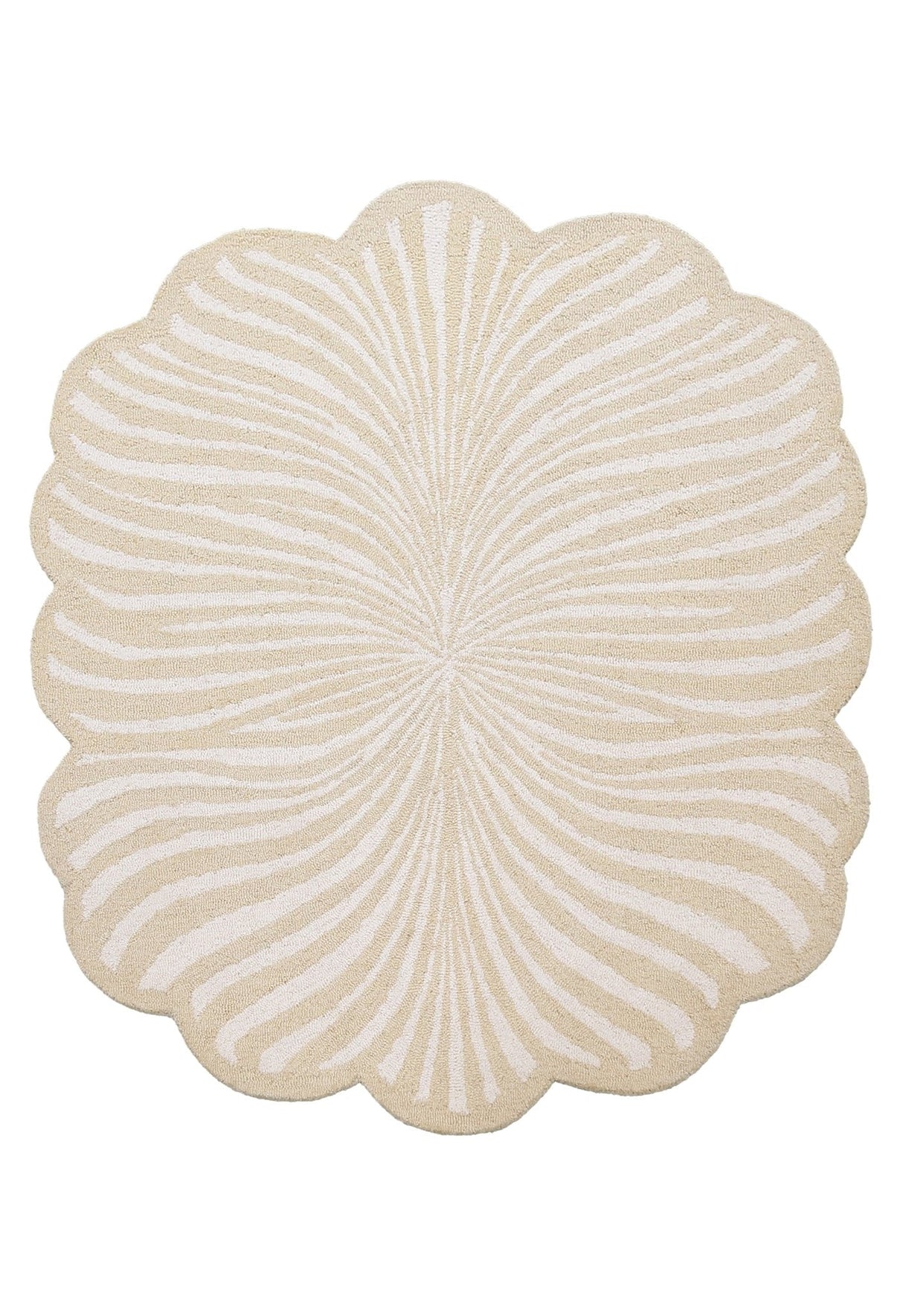 Modern Beige Blossom Hand Tufted 5x5 Wool Rug