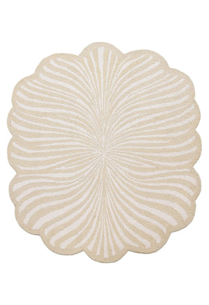 Modern Beige Blossom Hand Tufted 5x5 Wool Rug