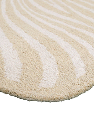 Modern Beige Blossom Hand Tufted 5x5 Wool Rug