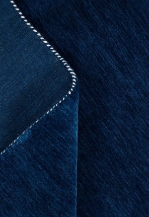Modern Blue Solid Design Hand Loomed Wool Area Rug