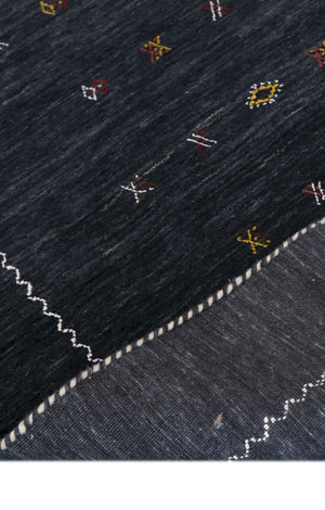 Modern Charcoal And White Hand Loomed Wool Area Rug