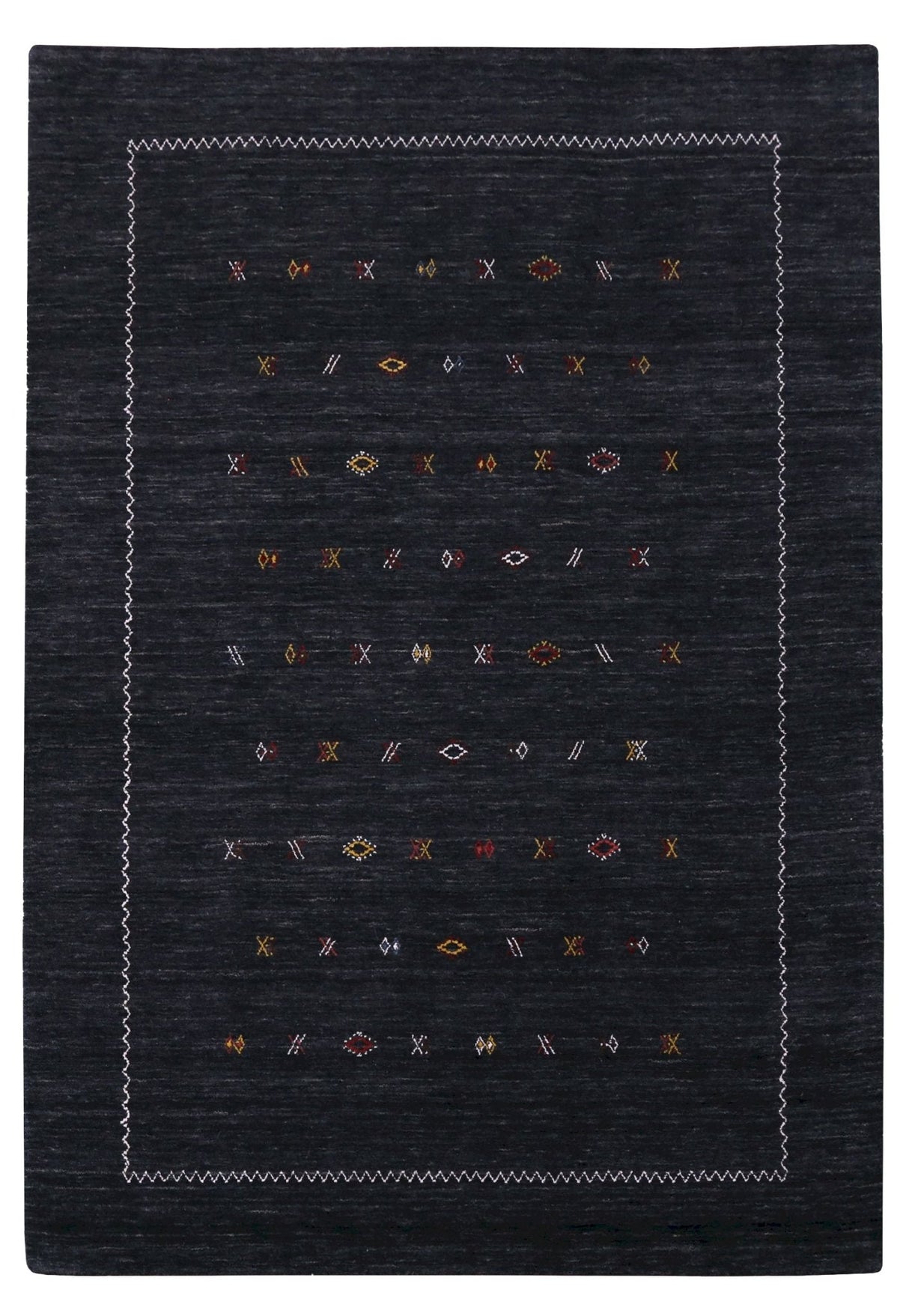 Modern Charcoal And White Hand Loomed Wool Area Rug