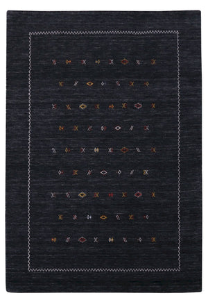 Modern Charcoal And White Hand Loomed Wool Area Rug