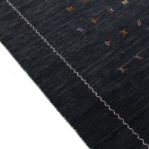 Modern Charcoal And White Hand Loomed Wool Area Rug