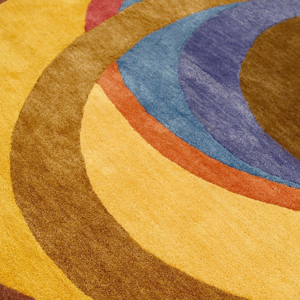 Modern Circles Style Colorful Hand Tufted 5x7 Wool Rug