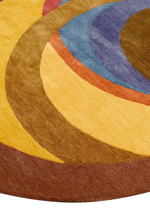 Modern Circles Style Colorful Hand Tufted 5x7 Wool Rug
