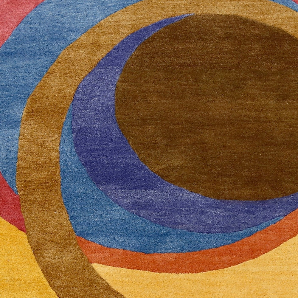 Modern Circles Style Colorful Hand Tufted 5x7 Wool Rug