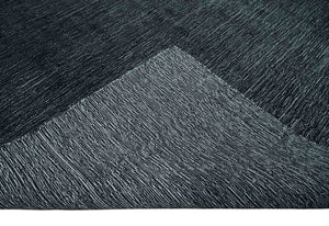 Modern Classic 8x10 Solid Plain Black and Silver Blended Hand Loomed Modern Scandinavian Art Silk Area Rug