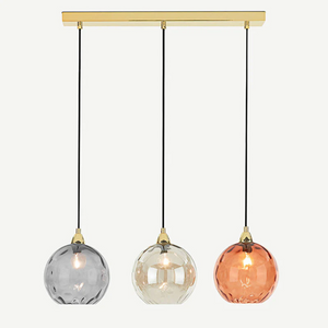 Modern 3 Light Glass Cluster Pendant Light E27 LED Water Ripple Shade
