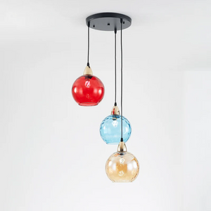 Modern 3 Light Glass Cluster Pendant Light E27 LED Water Ripple Shade