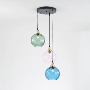 Modern 3 Light Glass Cluster Pendant Light E27 LED Water Ripple Shade