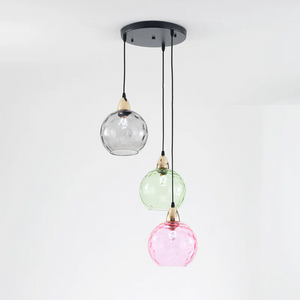 Modern 3 Light Glass Cluster Pendant Light E27 LED Water Ripple Shade