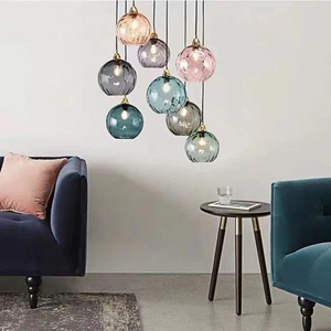 Modern 3 Light Glass Cluster Pendant Light E27 LED Water Ripple Shade