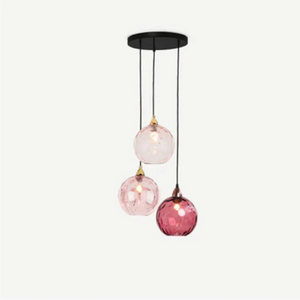Modern 3 Light Glass Cluster Pendant Light E27 LED Water Ripple Shade