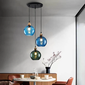 Modern 3 Light Glass Cluster Pendant Light E27 LED Water Ripple Shade