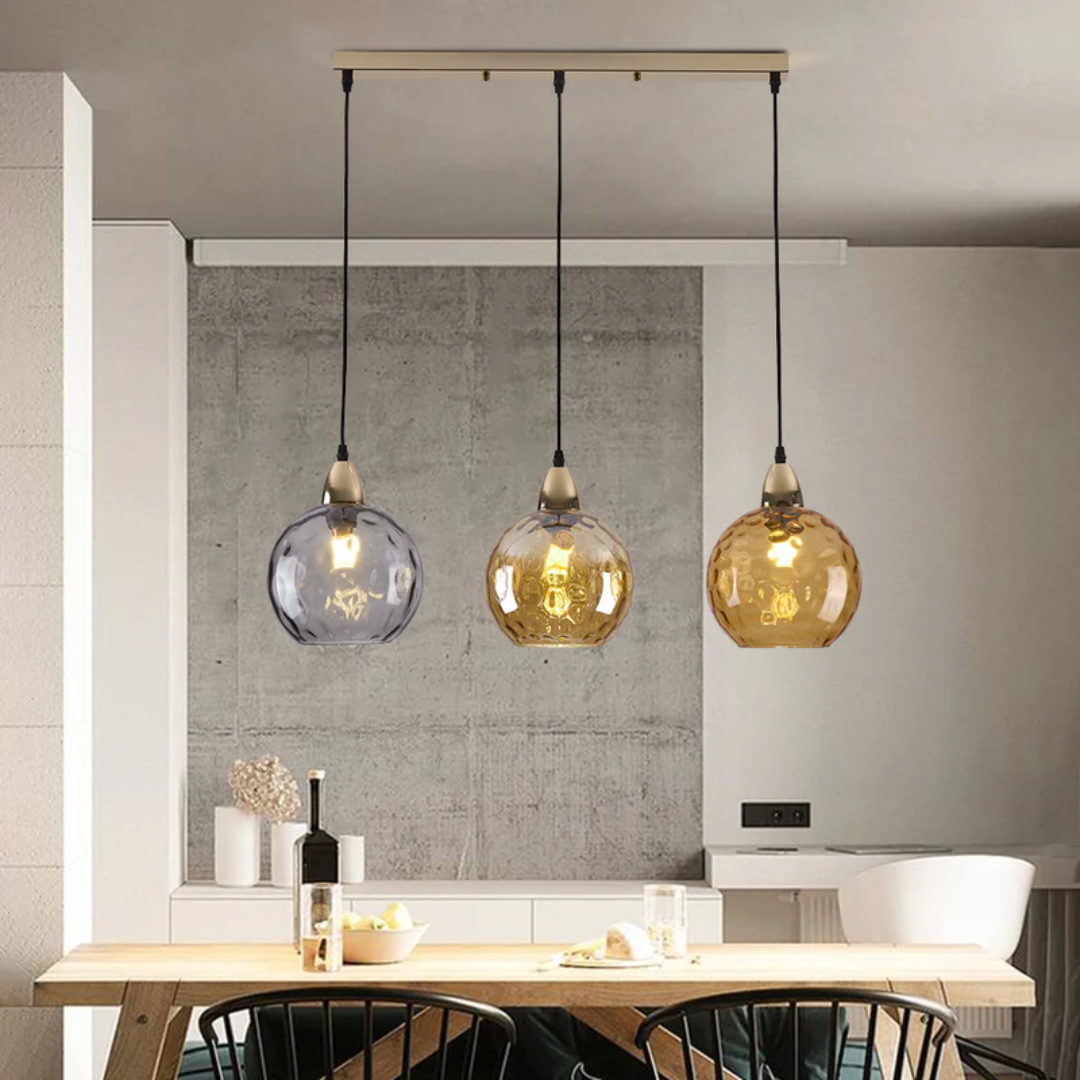 Modern 3 Light Glass Cluster Pendant Light E27 LED Water Ripple Shade