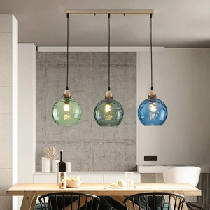 Modern 3 Light Glass Cluster Pendant Light E27 LED Water Ripple Shade
