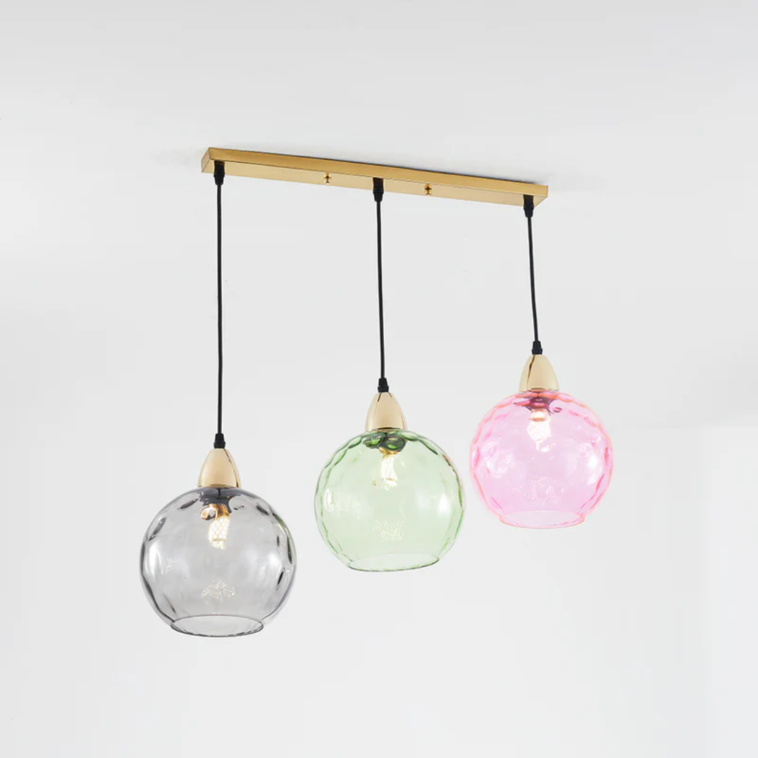 Modern 3 Light Glass Cluster Pendant Light E27 LED Water Ripple Shade