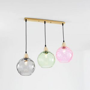 Modern 3 Light Glass Cluster Pendant Light E27 LED Water Ripple Shade