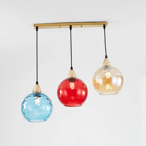 Modern 3 Light Glass Cluster Pendant Light E27 LED Water Ripple Shade