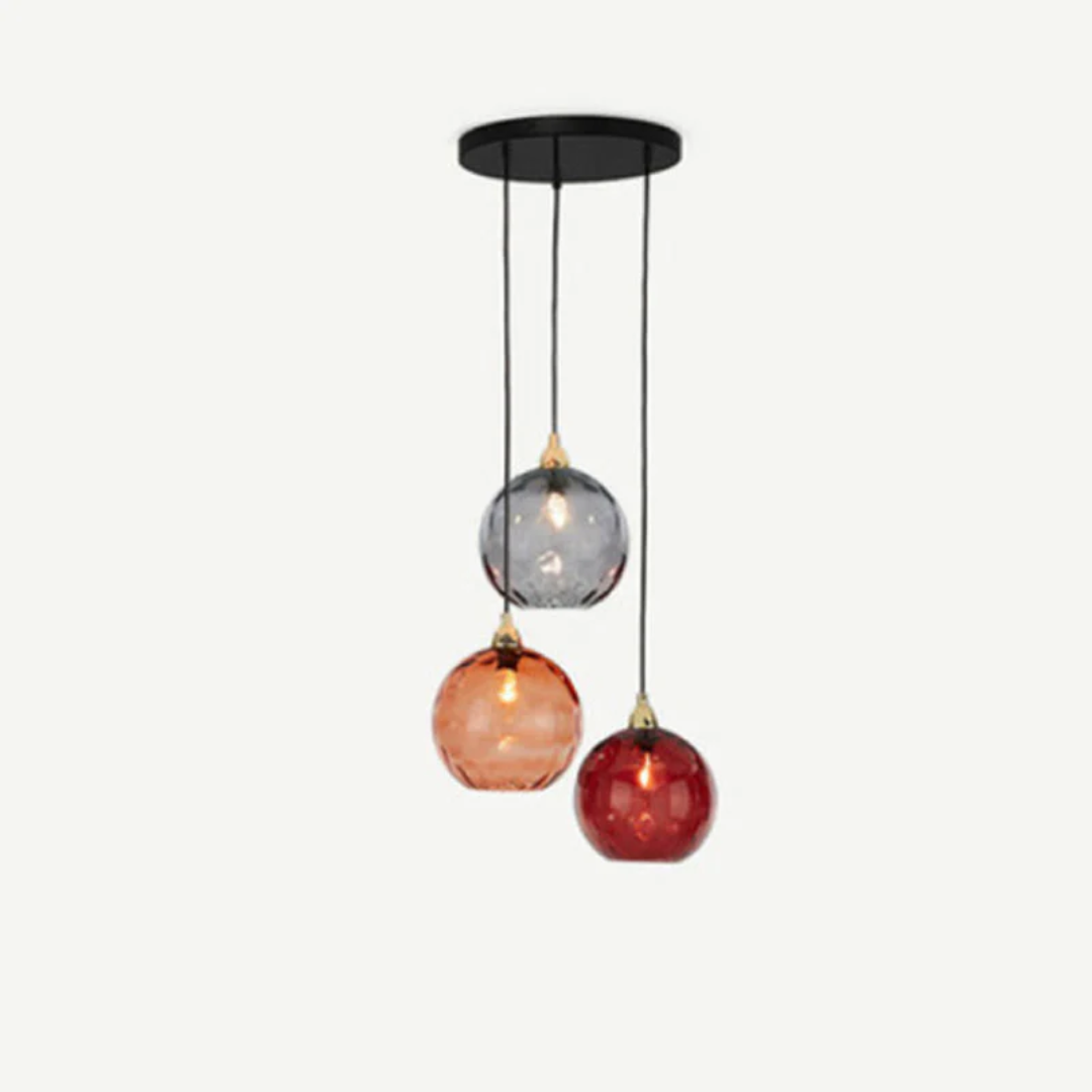 Modern 3 Light Glass Cluster Pendant Light E27 LED Water Ripple Shade