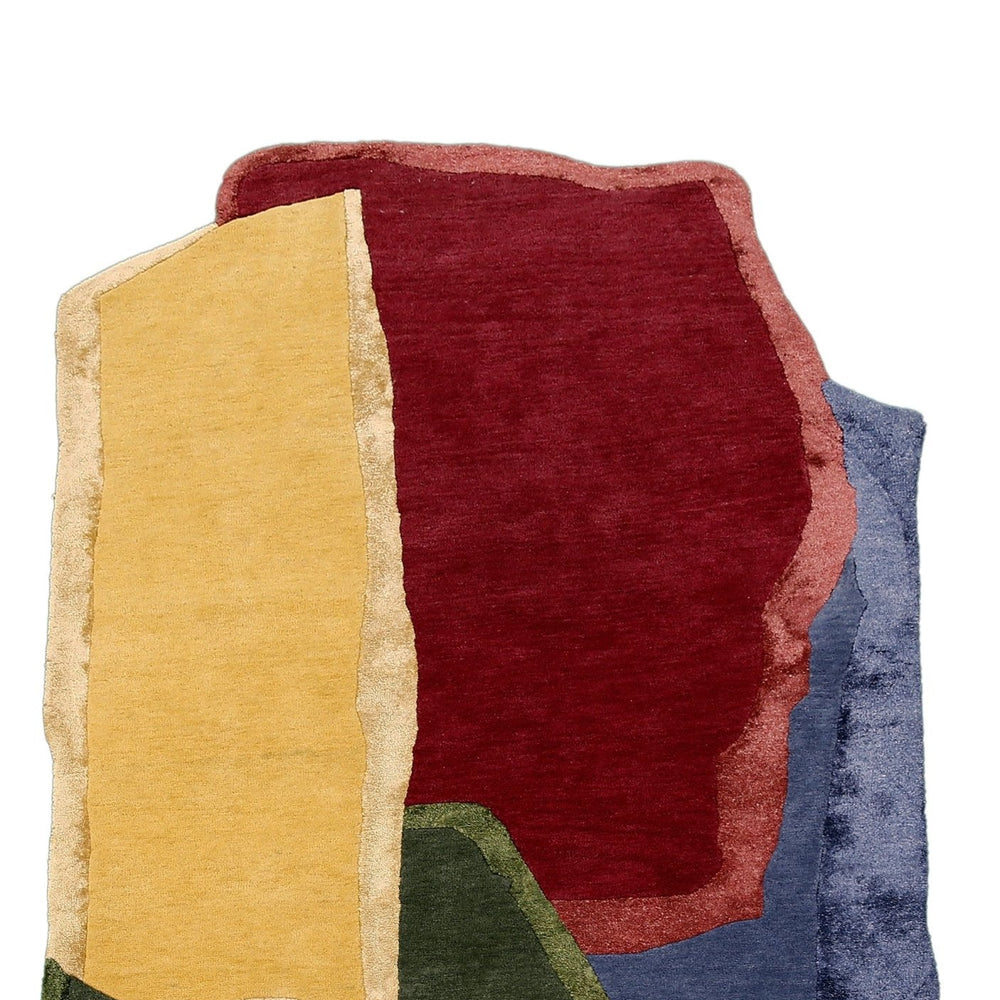 Modern Color Blocks Hand Tufted 5x8 Wool Area Rug