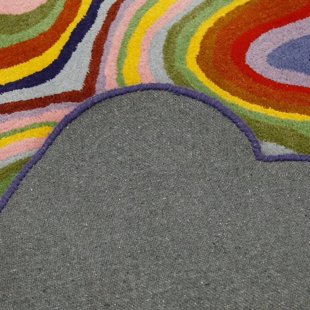 Modern Colorburst Ripple Hand Tufted 6x6 Wool Rug