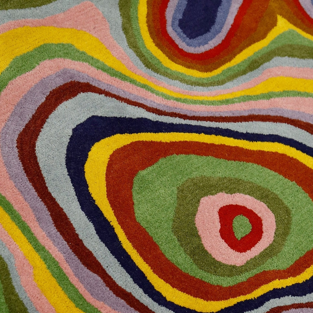 Modern Colorburst Ripple Hand Tufted 6x6 Wool Rug