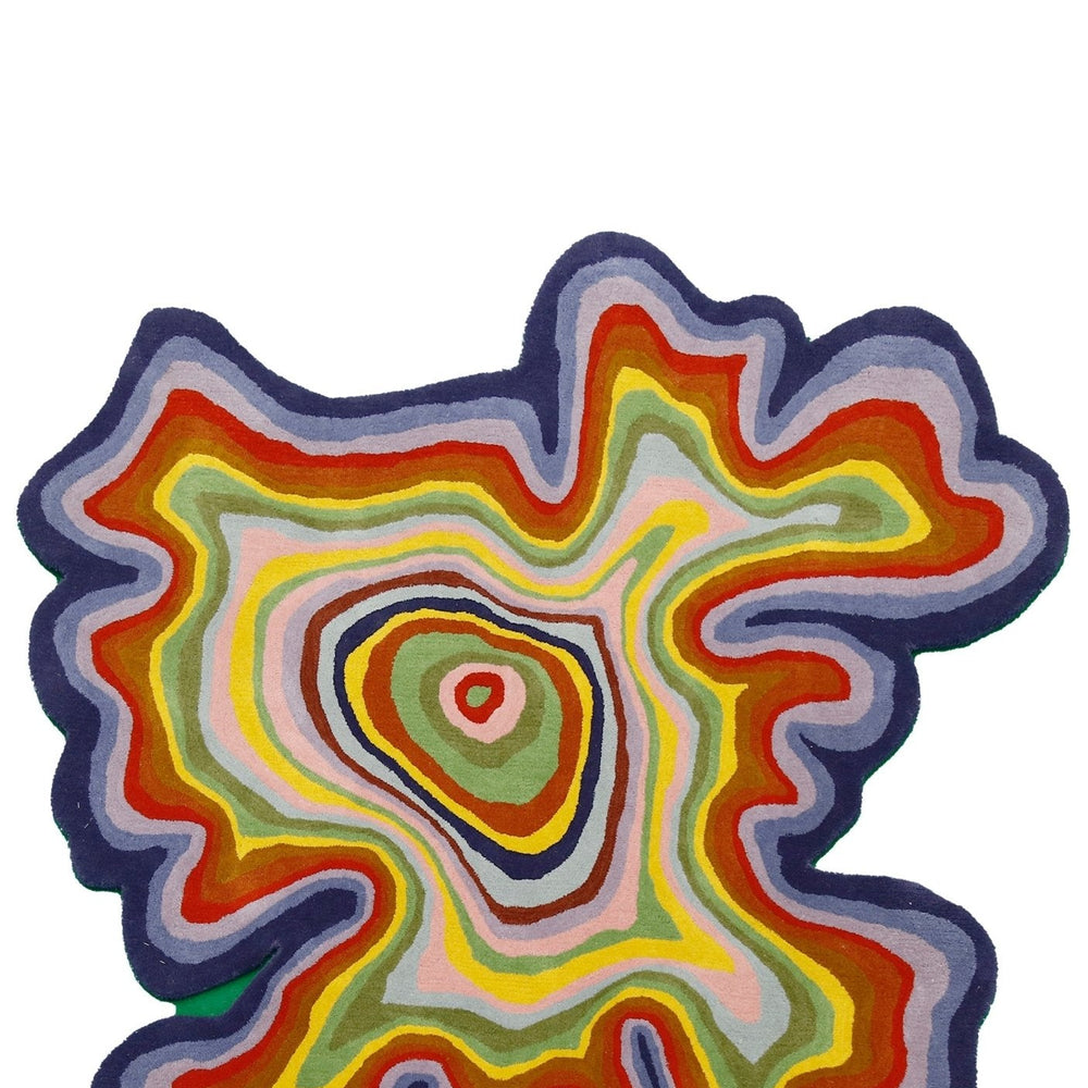 Modern Colorburst Ripple Hand Tufted 6x6 Wool Rug
