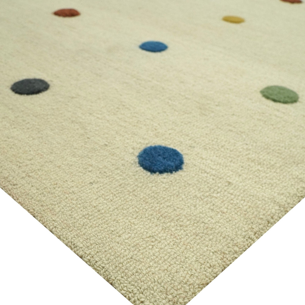 Modern Colorful Polka Dot Beige Hand Tufted Custom Made wool area rug