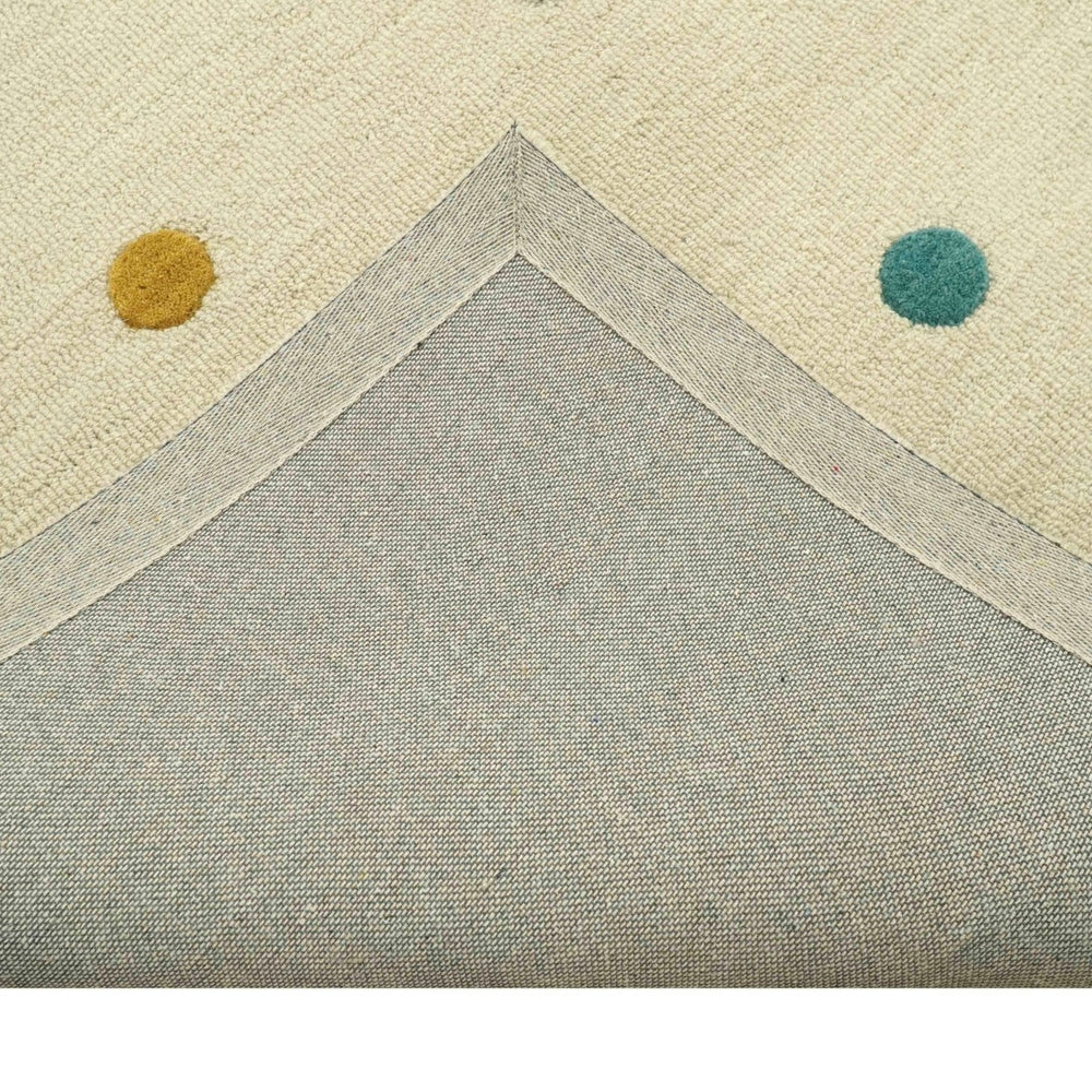 Modern Colorful Polka Dot Beige 8x10 Hand Tufted wool area rug