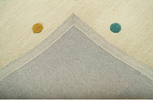 Modern Colorful Polka Dot Beige 8x10 Hand Tufted wool area rug