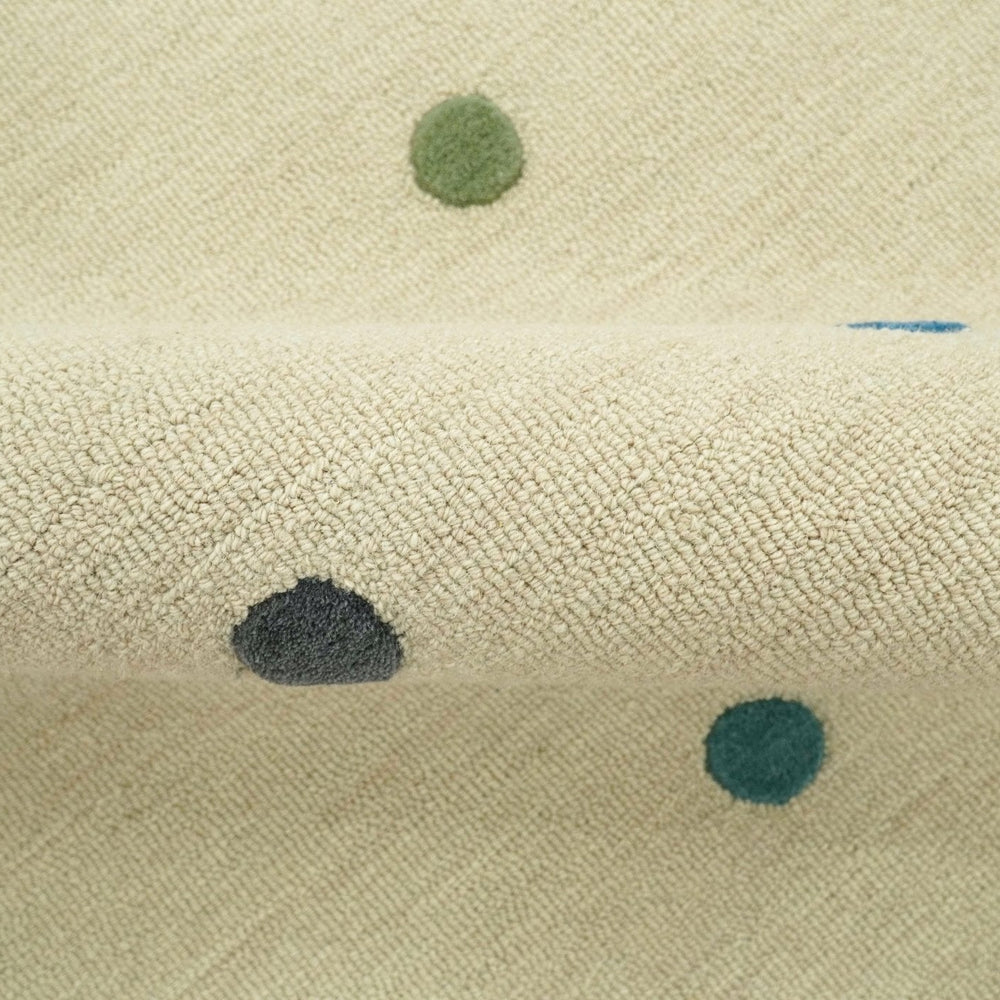 Modern Colorful Polka Dot Beige Hand Tufted Custom Made wool area rug