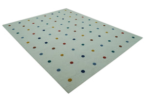 Modern Colorful Polka Dot Ivory Hand Tufted Custom Made wool area rug
