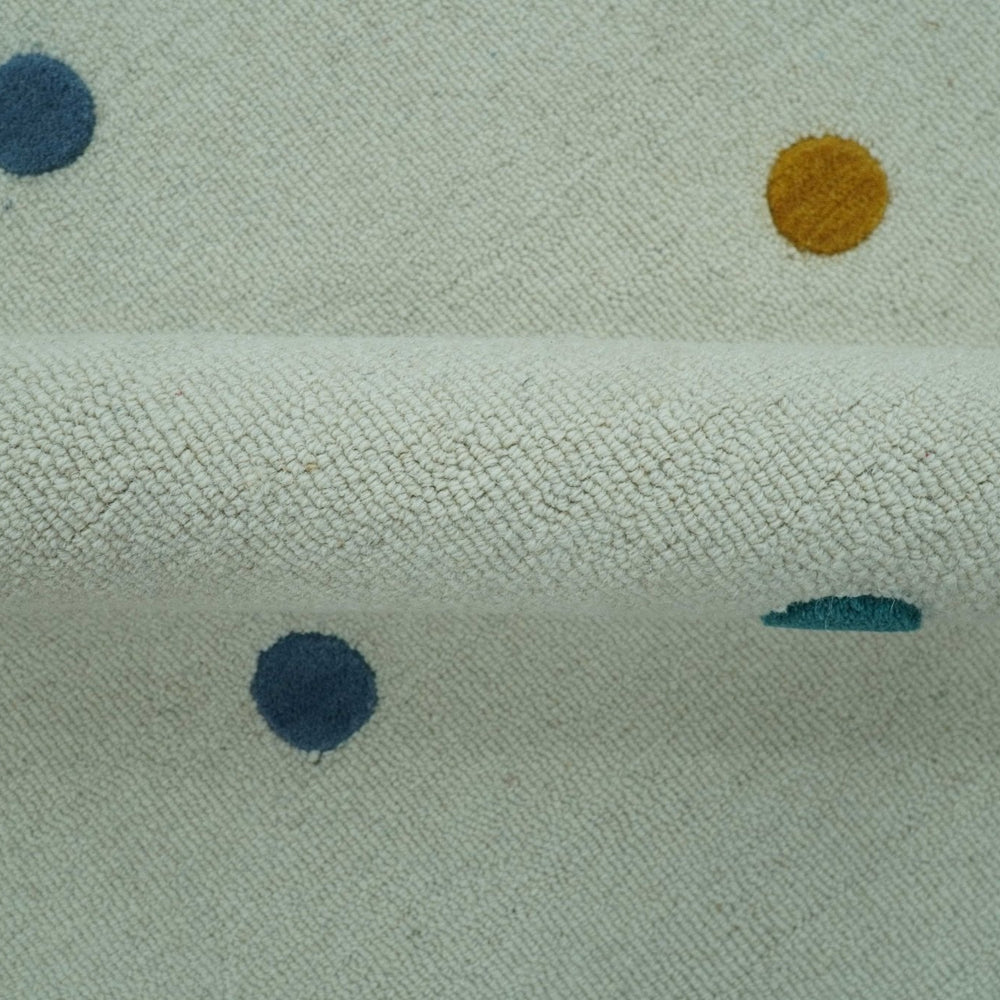 Modern Colorful Polka Dot Ivory Hand Tufted Custom Made wool area rug