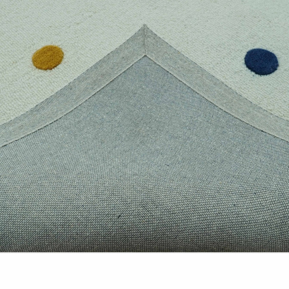 Modern Colorful Polka Dot Ivory 8x10 Hand Tufted wool area rug