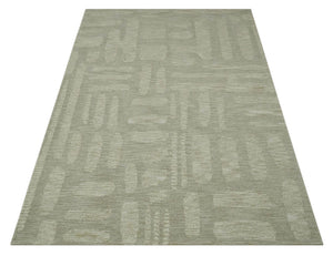 Modern Contemporarry Olive and Ivory Hand Tufted Custom Made wool rug