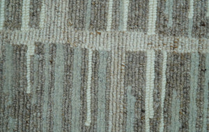 Modern Contemporary Beige And Gray Hand Knotted 2x3 Wool Area Rug