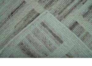 Modern Contemporary Beige Hand Knotted 2x3 Wool Area Rug
