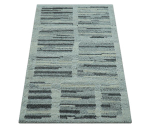 Modern Contemporary Charcoal And Gray 2x3 Wool Area Rug