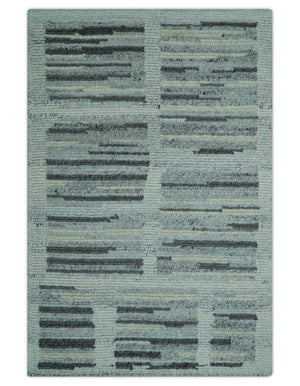Modern Contemporary Charcoal And Gray 2x3 Wool Area Rug