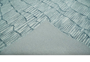 Modern Contemporary Woolen White and Blue Hand Tufted Area Rug
