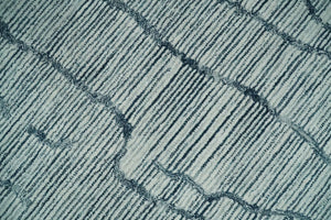 Modern Contemporary Woolen White and Blue Hand Tufted Area Rug