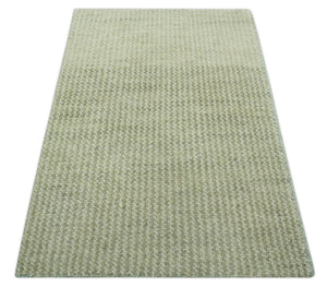 Modern Contemporary Olive, Beige and Ivory Stripes Design Custom Made wool area Rug