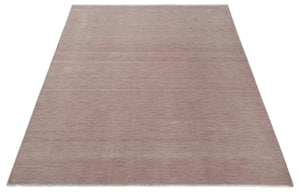 Modern Contemporary Solid Peach Hand knotted 8x10 wool Area Rug